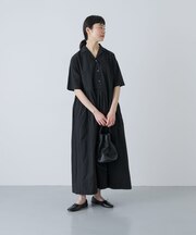オープンカラーシャツワンピース