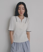 『洗濯可』ハーフZIPニットポロ