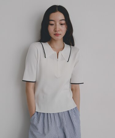 『洗濯可』ハーフZIPニットポロ
