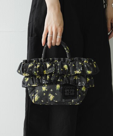 GANNI MINI SHOPPER RUFFLE PRINT