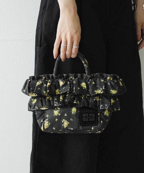 GANNI MINI SHOPPER RUFFLE PRINT