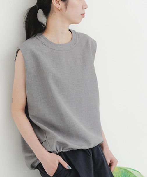 『吸水速乾／接触冷感／UR TECH DRYLUXE』ハイツイストフレンチスリーブブラウス