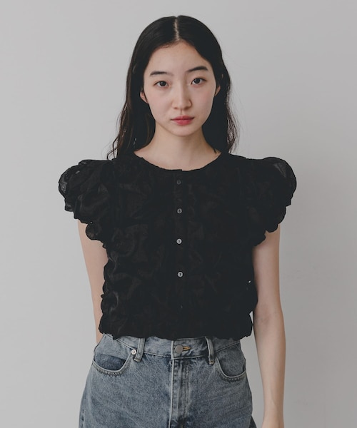 bnさま専用ページpapier 黒のオフショルダー パフスリーブ トップス bn