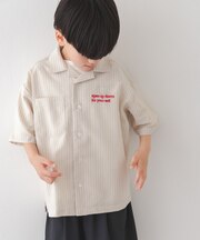 『150サイズあり』ロゴ刺繍ストライプシャツ(KIDS)