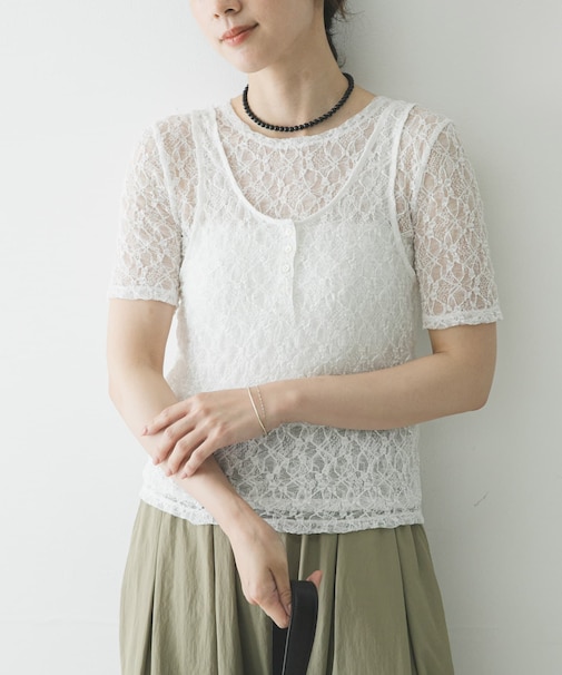 ストレッチレースコンパクトTシャツ