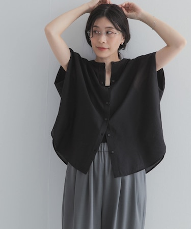 『一部WEB限定カラー』ショルダータックバンドカラーシャツ