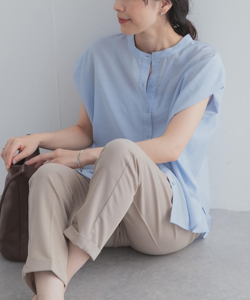 『一部WEB限定カラー』ショルダータックバンドカラーシャツ