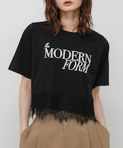 クロップドレースロゴTシャツ(半袖)