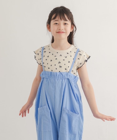 花柄ワッフルフレンチフリルTシャツ(KIDS)