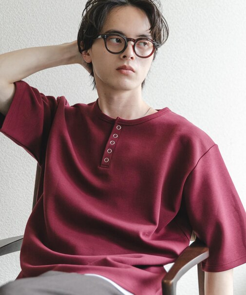 アソートヘンリーネックショートスリーブTシャツ