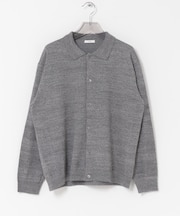 ATON C/W BOUCLE POLO CARDIGAN
