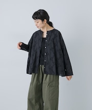 コットンエンブロイダリーAラインシャツ
