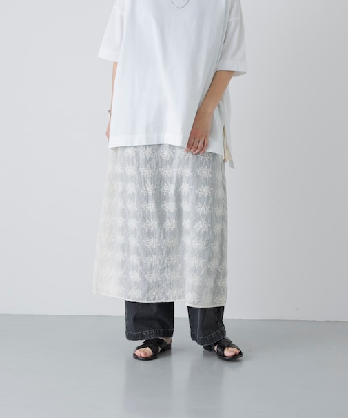 コットンガーゼ刺繍スカート