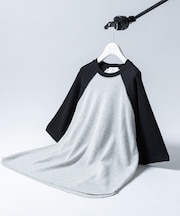 配色ワッフルラグランショートスリーブTシャツ