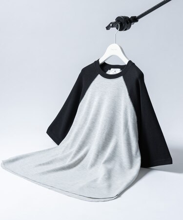 配色ワッフルラグランショートスリーブTシャツ