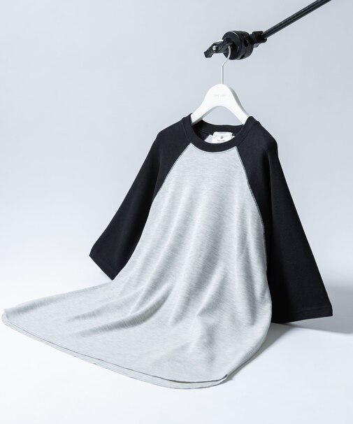配色ワッフルラグランショートスリーブTシャツ
