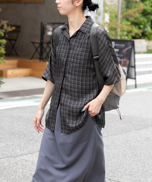 『速乾』パナマライク リラックスチェックシャツ