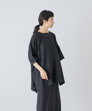 リネンワイドプルオーバーシャツ