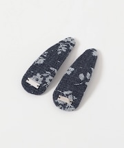 heyep　FLORAL DENIM HAIR CLIPS 2-PIECE