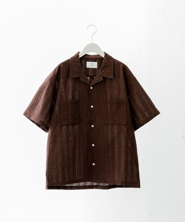 レース刺繍ショートスリーブシャツ