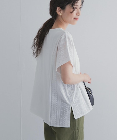 サイドレース刺繍切替プルオーバー