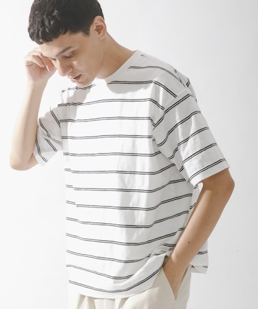 スラブ天竺ボーダーショートスリーブTシャツ