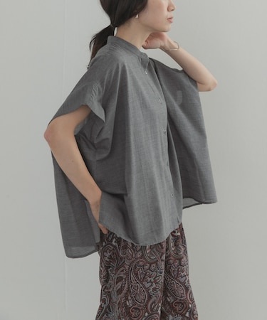 シャンブレーワイドシャツ