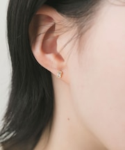 ステンレスレクタングルプチビジューピアス