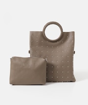 MILLELA FIRENZE レザースタッズサークルハンドルバッグ