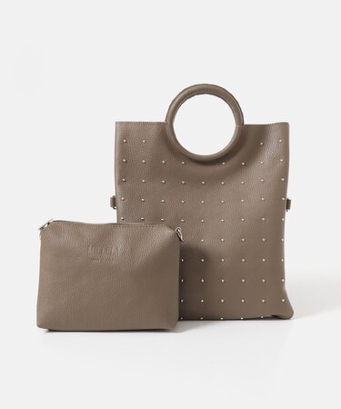 MILLELA FIRENZE レザースタッズサークルハンドルバッグ