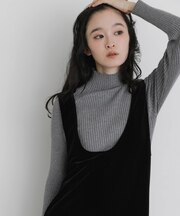 抗ピルストレッチリブハイネックセーター