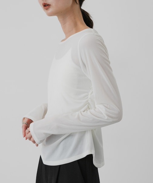 サイドシャーリングベロアロングTシャツ