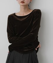 サイドシャーリングベロアロングTシャツ