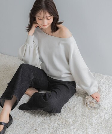 『一部WEB限定カラー』2WAYオフショルスウェットニット