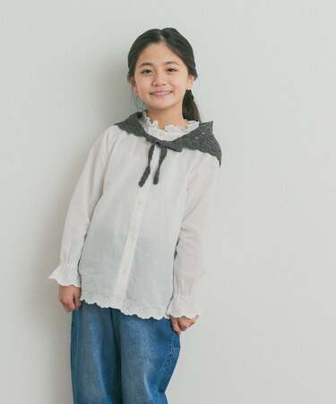 スカラップ刺繍フリルブラウス(KIDS)