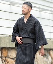 紳士浴衣 綿麻先染め