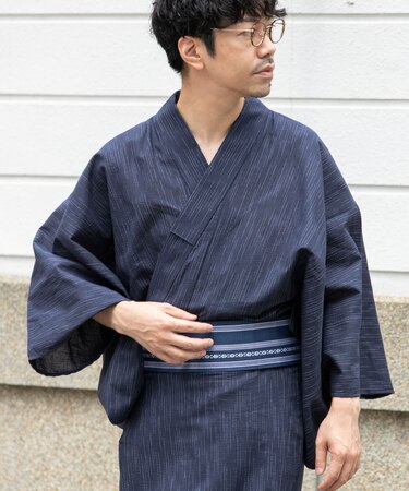 紳士浴衣 綿麻先染め