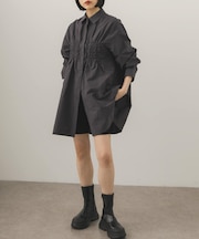 フロントシャーリングシャツワンピース