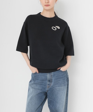 コットンカシミヤハーフスリーブニット