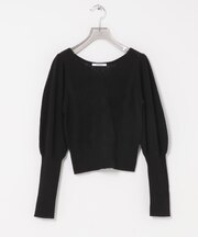 袖ボリュームモールメッシュニット