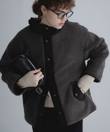リバーシブルボア撥水ショートコート