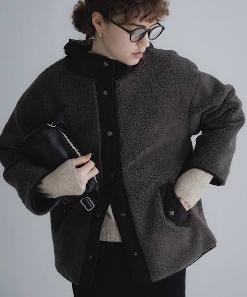 リバーシブルボア撥水ショートコート