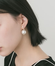 ボリュームパールドロップイヤリング