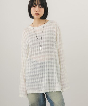 シャドーチェックルーズロンTEE