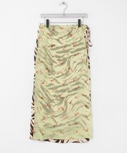 GANNI PRINTED STRETCH SATIN SKIRT