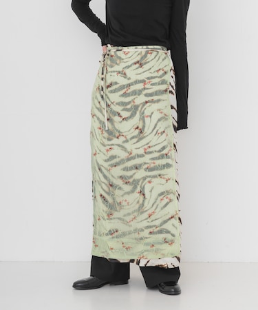 GANNI　PRINTED STRETCH SATIN SKIRT