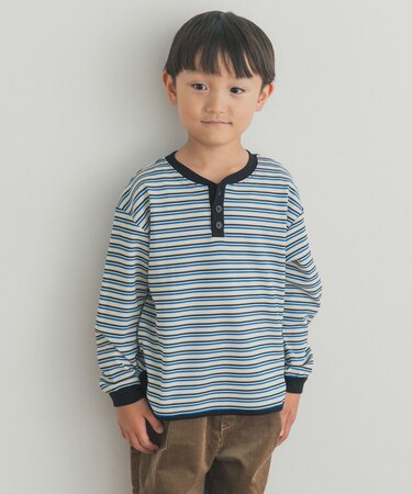 『150サイズあり』ワッフルボーダーロングTシャツ(KIDS)