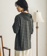 ボーダーフーディーロングTシャツ