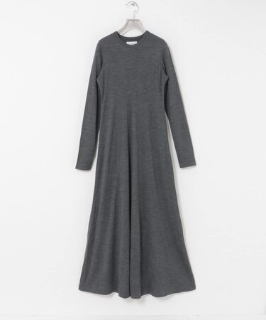 new basic　WASHABLE WOOL LONG-SLEEVE ONE-PIECE
