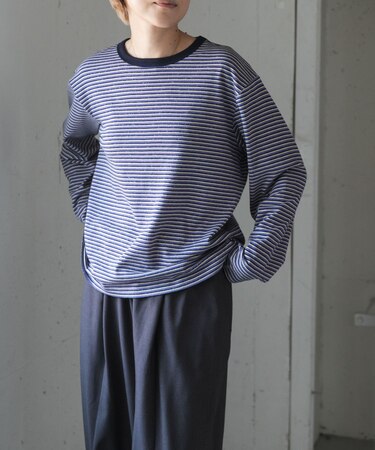 FORK&SPOON　プレーティングボーダーロングスリーブTシャツ